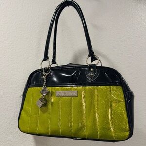 Lux De Ville brand Lime Green & Black Two-Tone Shoulder Bag